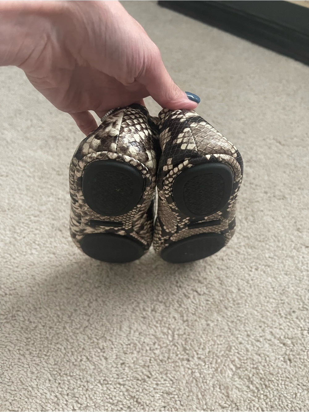 Tory Burch Snake-Print Reva Ballet Flats - Black & Cream - Picture 4 of 5